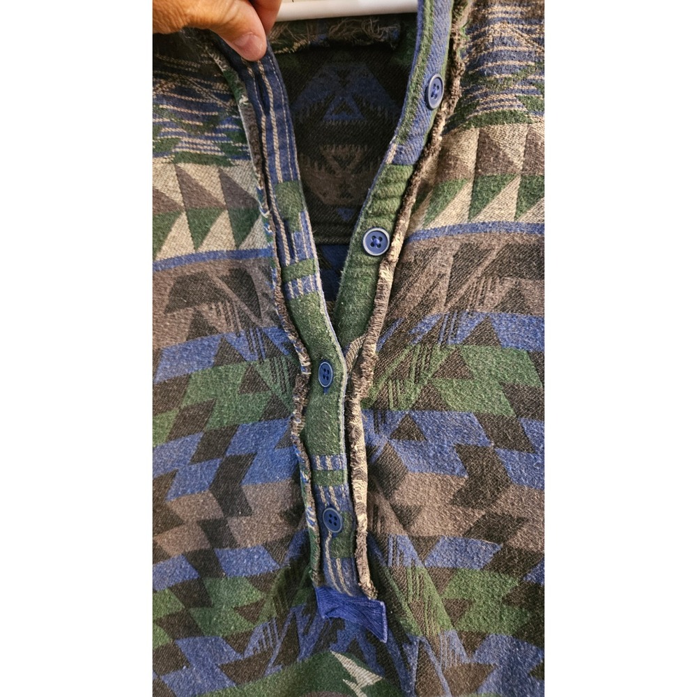 We The Free Free People Arizona Southwestern Geometric Oversized Henley Green S - Picture 3 of 5